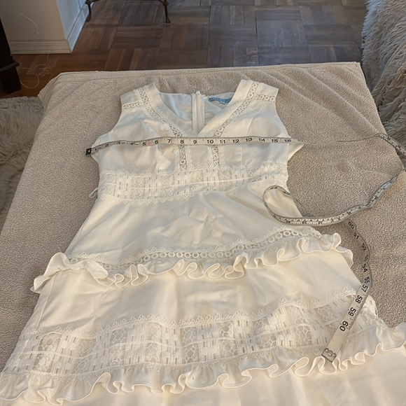 Antonio Melani gorgeous crisp white midi tiered dress - Picture 8 of 13